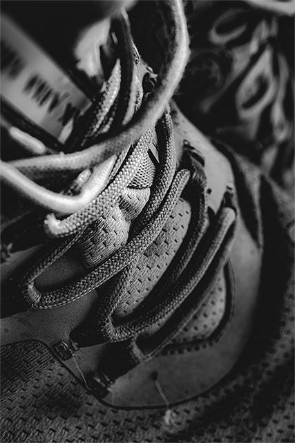 Black and white image of sneakers