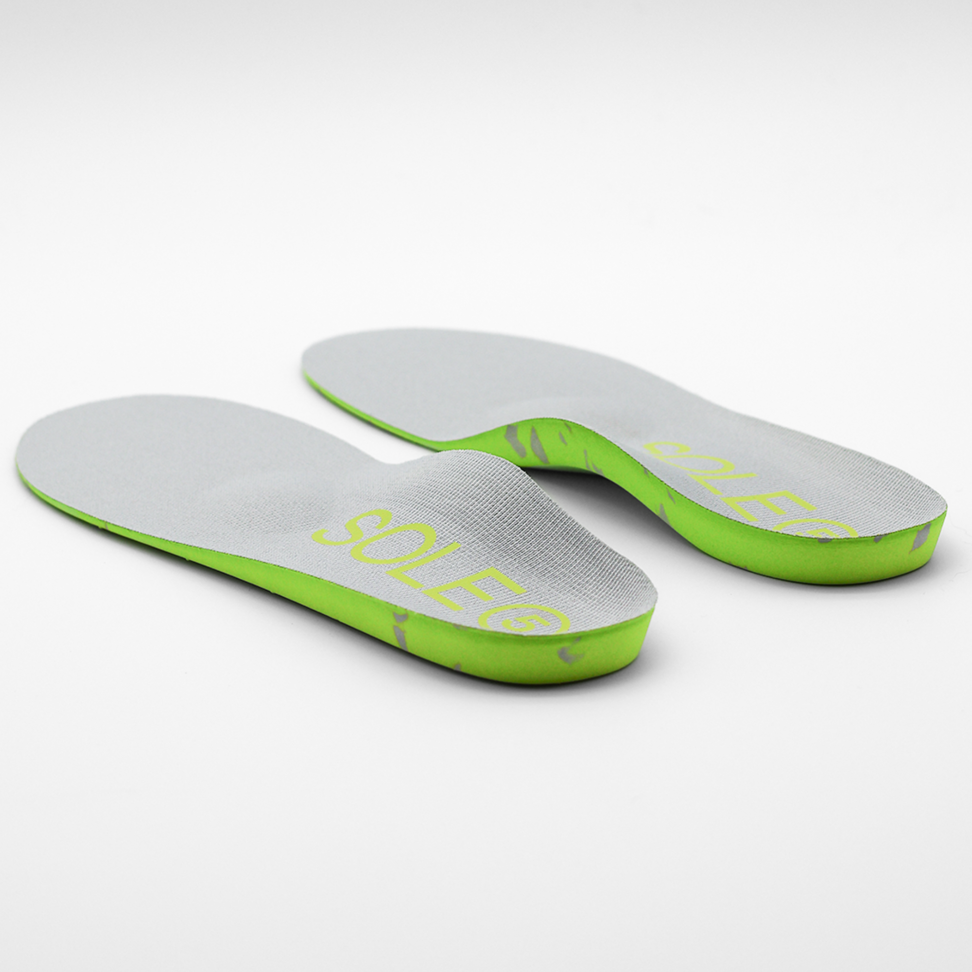 A pair of SOLE5 Full Length Orthotic Insoles in front of a white background.