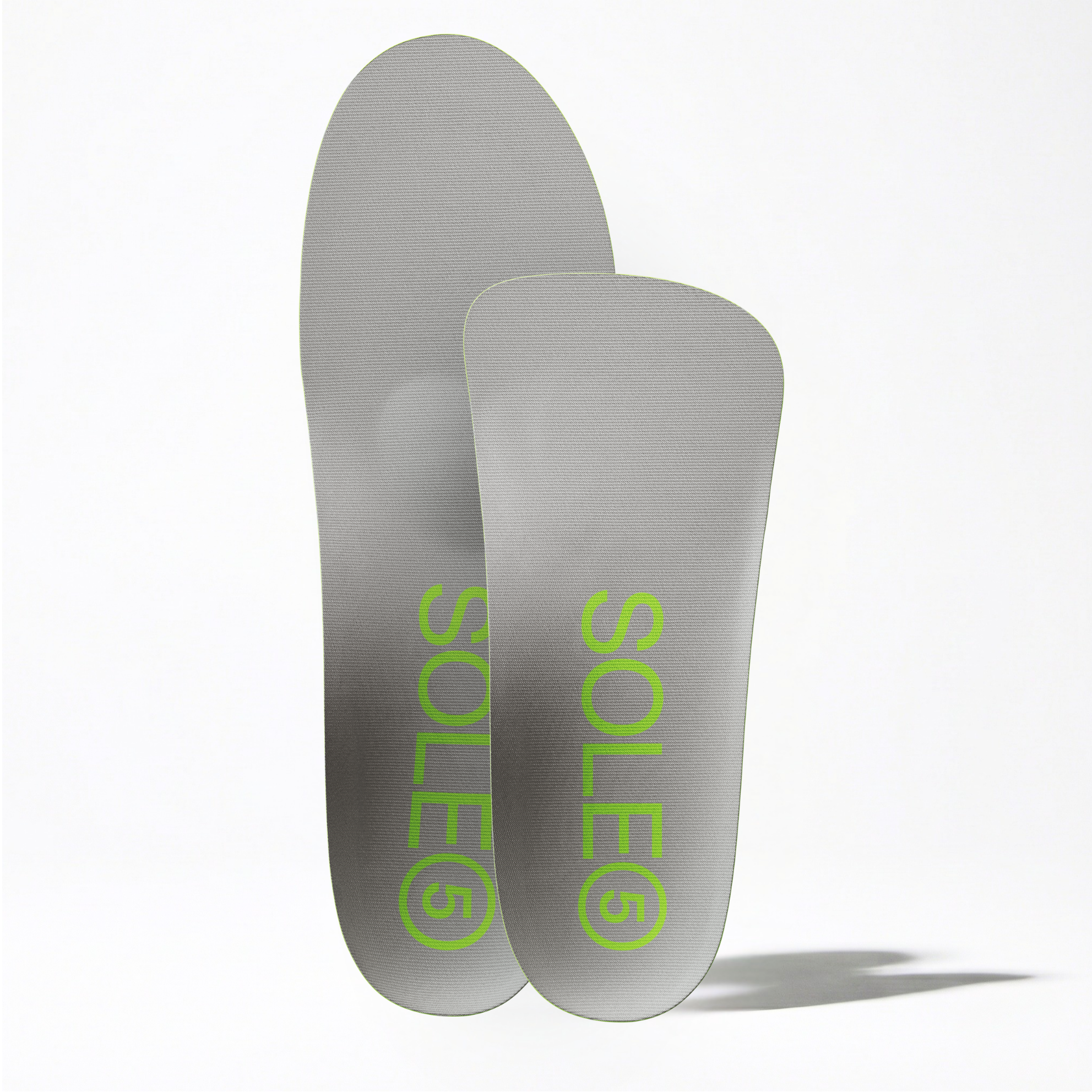 SOLE5 Orthotic Insole bundle displaying the front of the full length and half length orthotic insoles, highlighting the SOLE5 logo on the front of both.