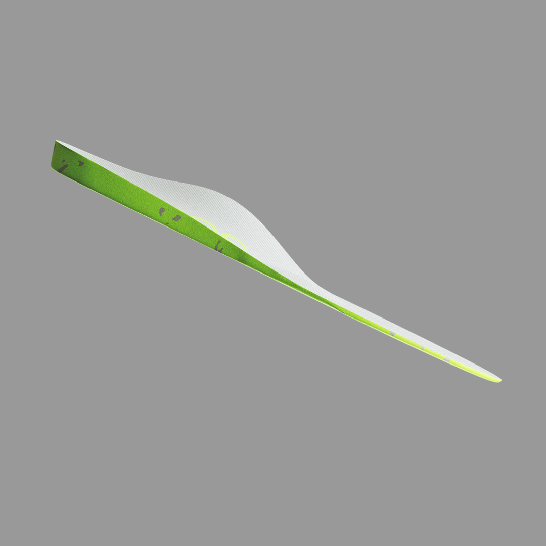 Arch profile of SOLE5 Full Length Orthotic Insole on grey background