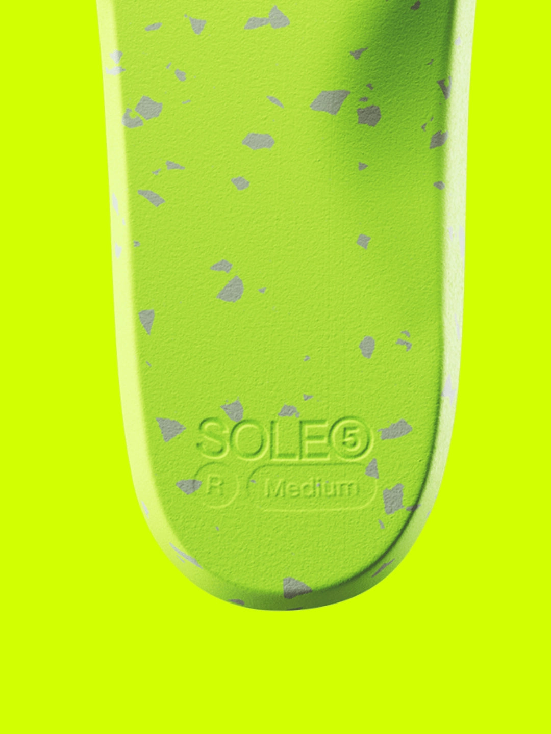 Close up of underneath of SOLE5 Orthotic Insole highlighting the shock absorbing material